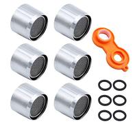 JaneYi (6 Pieces) Tap Aerator Replacement M22 Stainless Steel Kitchen Bathroom Faucet Bubbler Filter Water Saving Tap Spouts Female Thread Nozzle with 6 Rubber Gaskets and A Faucet Aerator Wrench