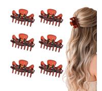 JaneYi Hair Claw Clips for Women - 6 Pack Brown Plastic Durable Small Medium Hair Jaw Clips Strong Grip Non-slip Styling Clamps Clasps for Women Girls Fine Long Short Hair