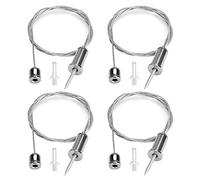 JaneYi Lighting Suspension Kit 4 Pack 1 Meter Stainless Steel Ceiling Light Hanging Wire Rope Cable Heavy Duty Chandelier Pendant Light Hanging Kit Adjustable Wire for LED Panel Linear Ceiling Lights