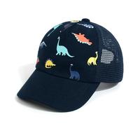 JANGANNSA Dinosaur Grid Baseball Cap, Navy Dinosaur, 4-8 Years