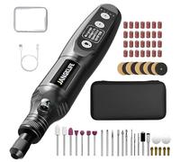 JANGKLIFE Mini Cordless Rotary Tool Kit, 5-Speed Adjustable and USB Rechargeable with 61 Accessories for Sanding, Polishing, Drilling, Etching, Engraving, DIY Crafts, HJ202