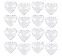 Jangostor 20 Packs Clear Heart Ornaments Balls Valentine‘s Day Ornaments Ball to Fill, DIY Plastic Fillable Valentine Decorations Tree Balls Baubles Craft Transparent Ball (6.5CM)