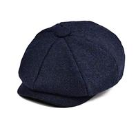 JANGOUL Boys Vintage Newsboy Cap Tweed Flat Beret Cabbie Hat for Kids Toddler Pageboy, Navy, 6-8 Years