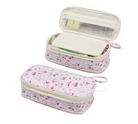 Janhavi Cute Pencil Case for Girls, Large Pink Pencil Pouch with Zipper, Foldable Pencil Bag Box Gift for Primary School Student, Aesthetic Stationery Pen Bag for Girl (Pattern: Rainbow + Dog)
