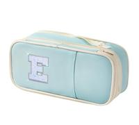 Janhavi Initial Large Capacity Premium Oxford Cute Aesthetic Pencil Case Pouch Bag Special School Supplies Colored Stationery Organizer Gifts for Girls, Women, Adults, Blue, Large, E