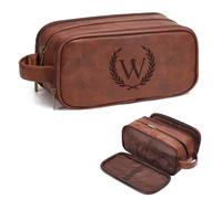 Janhavi Makeup Bag, Travel size Toiletries Bag Waterproof, Men's Accessories Case, Personalized Laser Engraved Initials & Wheat, Travel Bags for Men, Birthday Gift Box Men(Medium, Red Brown, W)