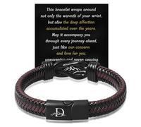 Janhavi Men Bracelet,Personalized Bracelet for Men, Engraved with Initials & Love You Forever,Gifts for Dad Husband Boyfriend Son Grandson Brother Uncle,Gift for Birthday,8.5" Brown, L, no gemstone