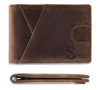 Janhavi Mens Wallet Genuine Leather with Money Clip,RFID Blocking Slim Wallet for Men,Personalized Initials Front Pocket Wallets,Minimalist Credit Card Holder,Gifts for Men Husband Father Boyfriend