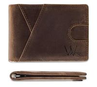 Janhavi Mens Wallet Genuine Leather with Money Clip,RFID Blocking Slim Wallet for Men,Personalized Initials Front Pocket Wallets,Minimalist Credit Card Holder,Gifts for Men Husband Father Boyfriend