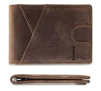 Janhavi Mens Wallet Genuine Leather with Money Clip,RFID Blocking Slim Wallet for Men,Personalized Initials Front Pocket Wallets,Minimalist Credit Card Holder,Gifts for Men Husband Father Boyfriend