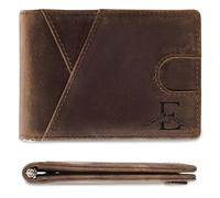 Janhavi Mens Wallet Genuine Leather with Money Clip,RFID Blocking Slim Wallet for Men,Personalized Initials Front Pocket Wallets,Minimalist Credit Card Holder,Gifts for Men Husband Father Boyfriend
