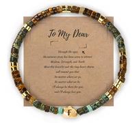 Janhavi - Personalized Beaded Bracelets for Men Charm Bracelets for Women Laser Engraved Initials Native American Tribal Style Stretch Stone Bead Bracelet, Large, Tiger Eye