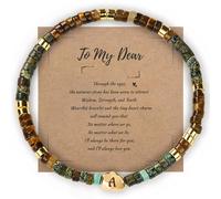 Janhavi Personalized Get Well Gifts for Women，Healing Bracelets for Women,Beaded Bracelets for Men,Laser Engraved Initials,4mm Natural Stone Beaded,Inspirationalal Bracelets Gift for Any Occation, L