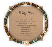 Janhavi Personalized Get Well Gifts for Women，Healing Bracelets for Women,Beaded Bracelets for Men,Laser Engraved Initials,4mm Natural Stone Beaded,Inspirationalal Bracelets Gift for Any Occation, L
