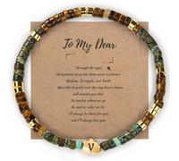 Janhavi Personalized Get Well Gifts for Women，Healing Bracelets for Women,Beaded Bracelets for Men,Laser Engraved Initials,4mm Natural Stone Beaded,Inspirationalal Bracelets Gift for Any Occation, L