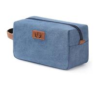 Janhavi Toiletry Bag For Men Waterproof, Groomsmen Gifts Personalized Canvas Engraved Initials & Wheat Ear, Mens Toiletry Travel Bag,Gifts For Men, Travel Tssentials (Dark Grey), Blue, L