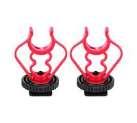 Janhiny Universal MicShock Mount Adapter for Cold Shoe Mount ABS Plastic Microphone Holder Replacement for Shotgun Microphones Black and Red Pack of 2