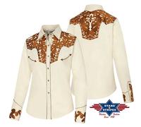 Janice Beige Western Country Shirt Stars And Stripes Women