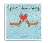 Janie Wilson Dachshund Happy Anniversary Greeting Card Illustrated Foil Design