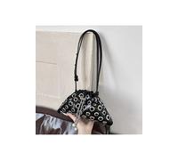 'Janieka' Drawstring Chain Shoulder Bag with Eyelet Studs XY London Black One Size