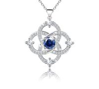 JANIEYS 925 Sterling Silver Celtic Knot Pendant Necklace with Blue Cubic Zirconia Four Leaf Clover Chain Jewelry Gifts for Women Mom Wife Birthday