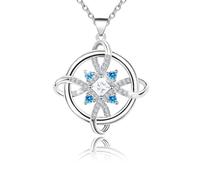 JANIEYS Celtic Knot Necklace 925 Sterling Silver Snowflake Shape Blue Zircon Snowflake Witch Knot Irish Celtic Jewelry Christmas for Women Wife Girlfriend
