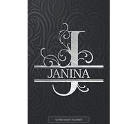 Janina: Silver Monogram Letter J The Janina Name - Janina Name Custom Gift Planner Calendar Notebook Journal