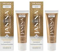 Janina Ultra White 75ml 24K Gold Toothpaste, Mint, Low Abrasive Formula with Anti-Inflammatory Colloidal Gold & Whitening Complex for Teeth Whitening, for Everyday Use, Vegan & Cruelty Free