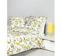 Janine Bed Linen Mako Satin Modern Art S 155 x 220 cm and 80 x 80 cm Lemon Yellow