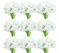 Janinka 40 Pcs Calla Lily Artificial Flowers Bulk Calla Lilies Bouquet for Wedding Fake Real Touch Faux Bridal Bouquet Silk Lily Bouquet for Home Party Decoration, 14 Inch (White)