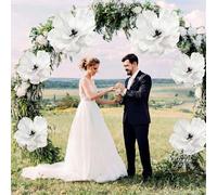 Janinka 6 Pcs Extra Large Christmas Flowers 22'' 12'' Magnolia Artificial Flowers Velvet Christmas Tree Decoration Large Xmas Artificial Poinsettia Ornaments for Xmas Tree Wreath Garland(White)