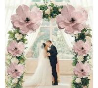 Janinka 6 Pcs Extra Large Christmas Poinsettia Magnolia Pink Flowers Decor