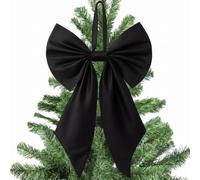 Janinka Black Velvet Christmas Bow for Tree Topper 22" Big, Polyester | Large Bow Christmas Tree Decor, Birthday Party Backdrop, Ribbon Hanging Decor, Xmas Room Backdrop, Wedding Party Decorations