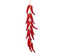 Janinka Christmas Artificial Hanging Pepper String Chili Pepper Decor Simulation Lifelike Fake Chili Ornament Hanging String Photography Props for Home Kitchen Farm Party Wall Decoration