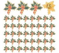 Janinka Christmas Holly Berry Lapel Pins Birth Month Flower Pin Christmas Brooch for Women Girls Jewelry Holiday Gifts, 1.18 inches, Metal, no gem