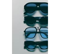 Janis Detail Aviator Sunglasses at Free People in Black, Blue & Worn Silver - female