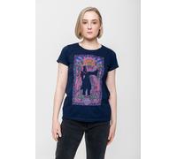 Janis Joplin Women's Paisley & Flowers Frame Skinny Fit T-Shirt in Blue | Size: Medium Janis Joplin Blue M