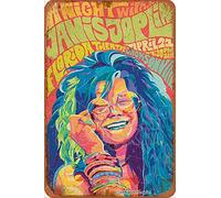 Janis Joplin Vintage Metal Sign Tin Sign Retro Metal Plaque Poster Wall Art Decor for Home Kitchen Garage Bar Pub Gift 12 X 8 Inches