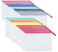 Janisfirst Mesh Zipper Pouch Document Bag, Plastic Zip File Folders, Letter Size Waterproof Document Pouch for Office Supplies, Arts & Crafts Organizing Storage (10 Colors 40 Pack)