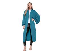 janisramone® Balloon Sleeve Longline Cardigans for Women UK, Maxi Cardigan | Oversized Open Front Jumpers, Chunky Knitted Cardigan, Balloon Sleeve Side Pocket Warm Sweater, Longline Maxi Cardigan Womens