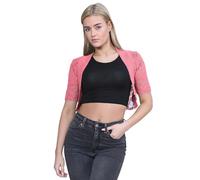 janisramone® Bolero Shrug for Women - Elegant Short Cap Sleeve Knitted Shrug, Open Crochet Cardigans for Women Perfect for Layering Over Tops & Dresses Coral