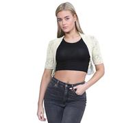 janisramone® Bolero Shrug for Women - Elegant Short Cap Sleeve Knitted Shrug, Open Crochet Cardigans for Women Perfect for Layering Over Tops & Dresses Cream