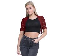 janisramone® Bolero Shrug for Women - Elegant Short Cap Sleeve Knitted Shrug, Open Crochet Cardigans for Women Perfect for Layering Over Tops & Dresses Wine