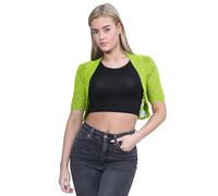 janisramone® Bolero Shrug for Women - Elegant Short Cap Sleeve Knitted Shrug, Open Crochet Cardigans for Women Perfect for Layering Over Tops & Dresses Lime