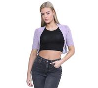 janisramone® Bolero Shrug for Women - Elegant Short Cap Sleeve Knitted Shrug, Open Crochet Cardigans for Women Perfect for Layering Over Tops & Dresses Lilac