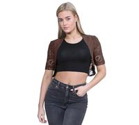janisramone® Bolero Shrug for Women - Elegant Short Cap Sleeve Knitted Shrug, Open Crochet Cardigans for Women Perfect for Layering Over Tops & Dresses Brown