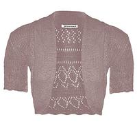 janisramone® Bolero Shrug for Women - Elegant Short Cap Sleeve Knitted Shrug, Open Crochet Cardigans for Women Perfect for Layering Over Tops & Dresses Mocha