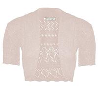 janisramone® Bolero Shrug for Women - Elegant Short Cap Sleeve Knitted Shrug, Open Crochet Cardigans for Women Perfect for Layering Over Tops & Dresses Stone
