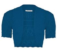 janisramone® Bolero Shrug for Women - Elegant Short Cap Sleeve Knitted Shrug, Open Crochet Cardigans for Women Perfect for Layering Over Tops & Dresses Navy
