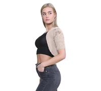 janisramone® Bolero Shrug for Women - Elegant Short Cap Sleeve Knitted Shrug, Open Crochet Cardigans for Women Perfect for Layering Over Tops & Dresses Stone
